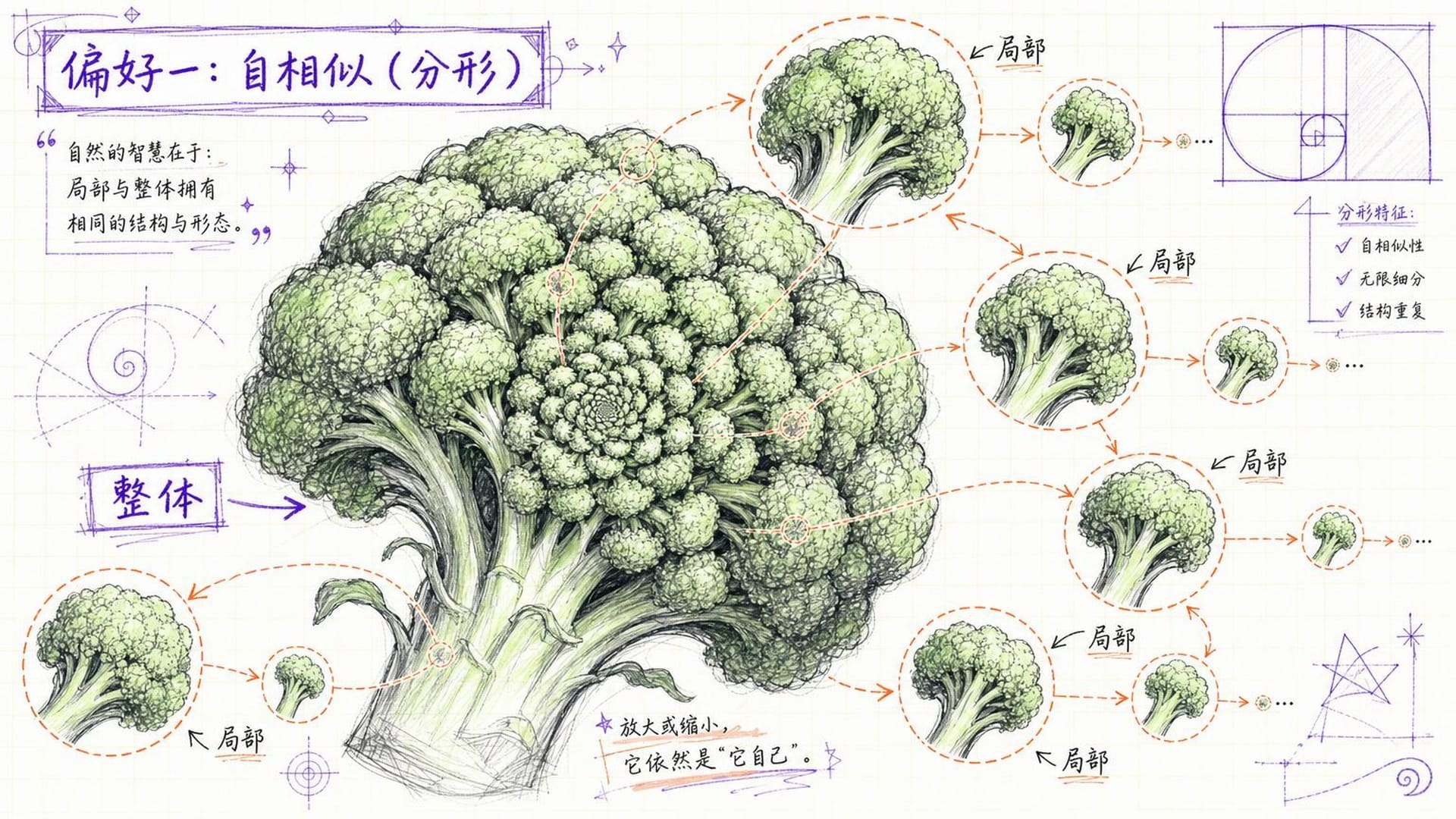 分形西兰花的自相似结构