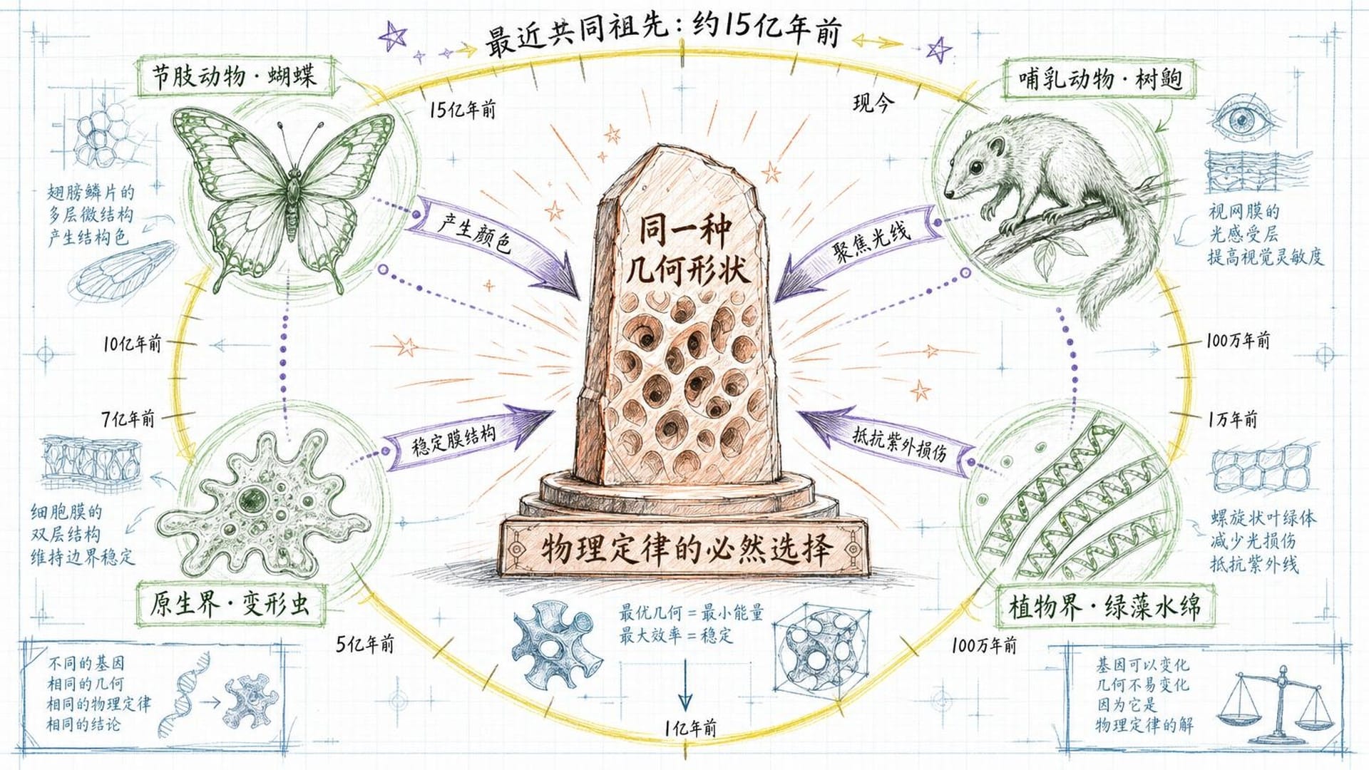 四大物种向同一几何形状收敛的进化地图