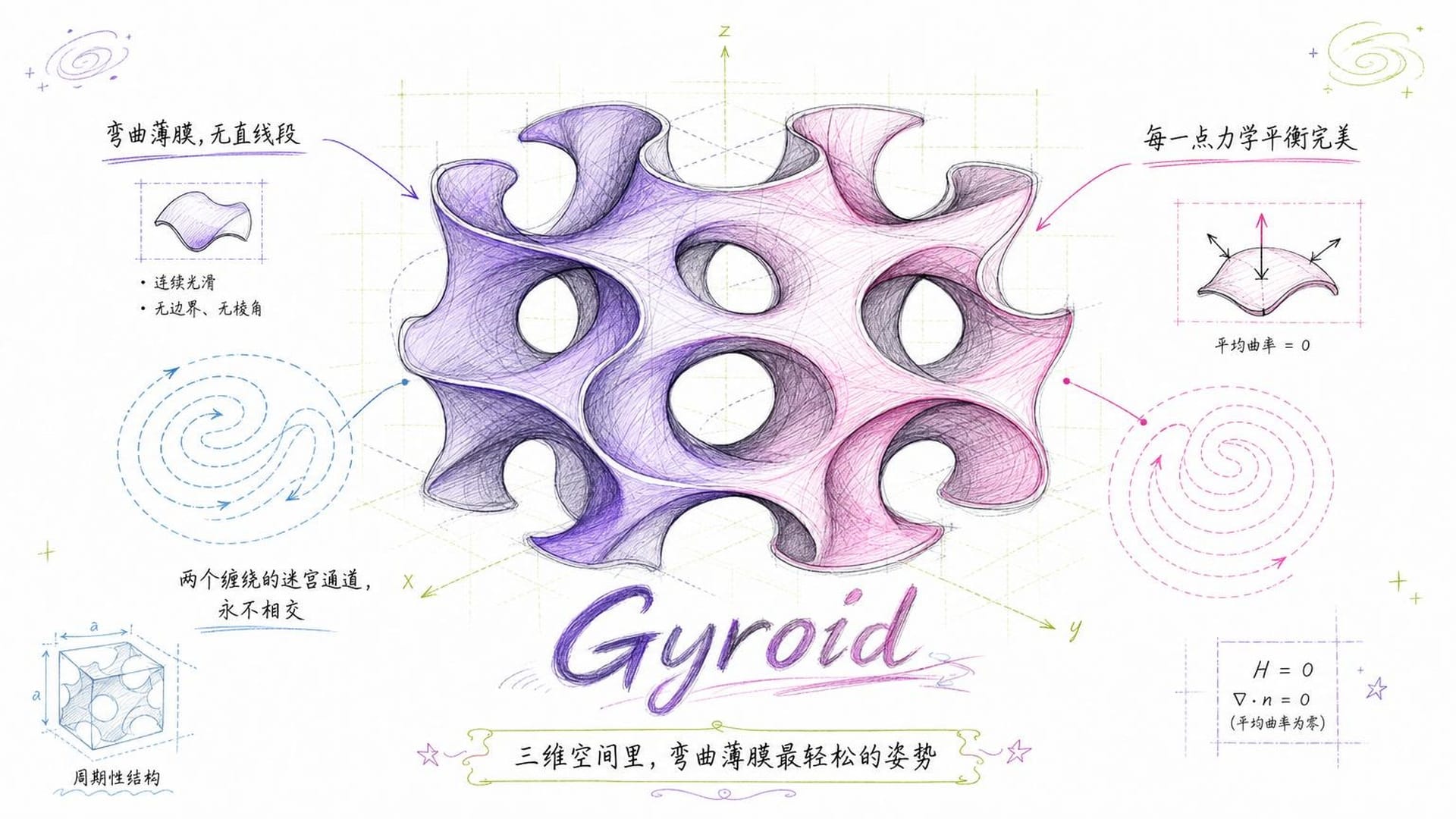 Gyroid 极小曲面的三维渲染
