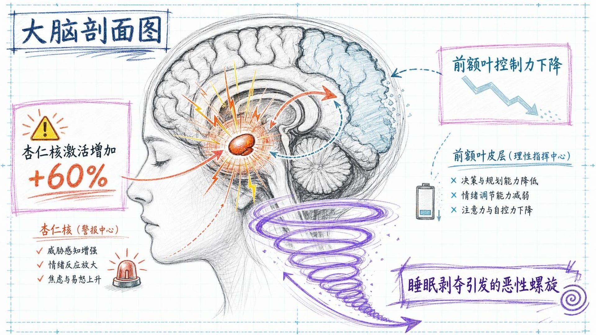 杏仁核激活与前额叶功能下降