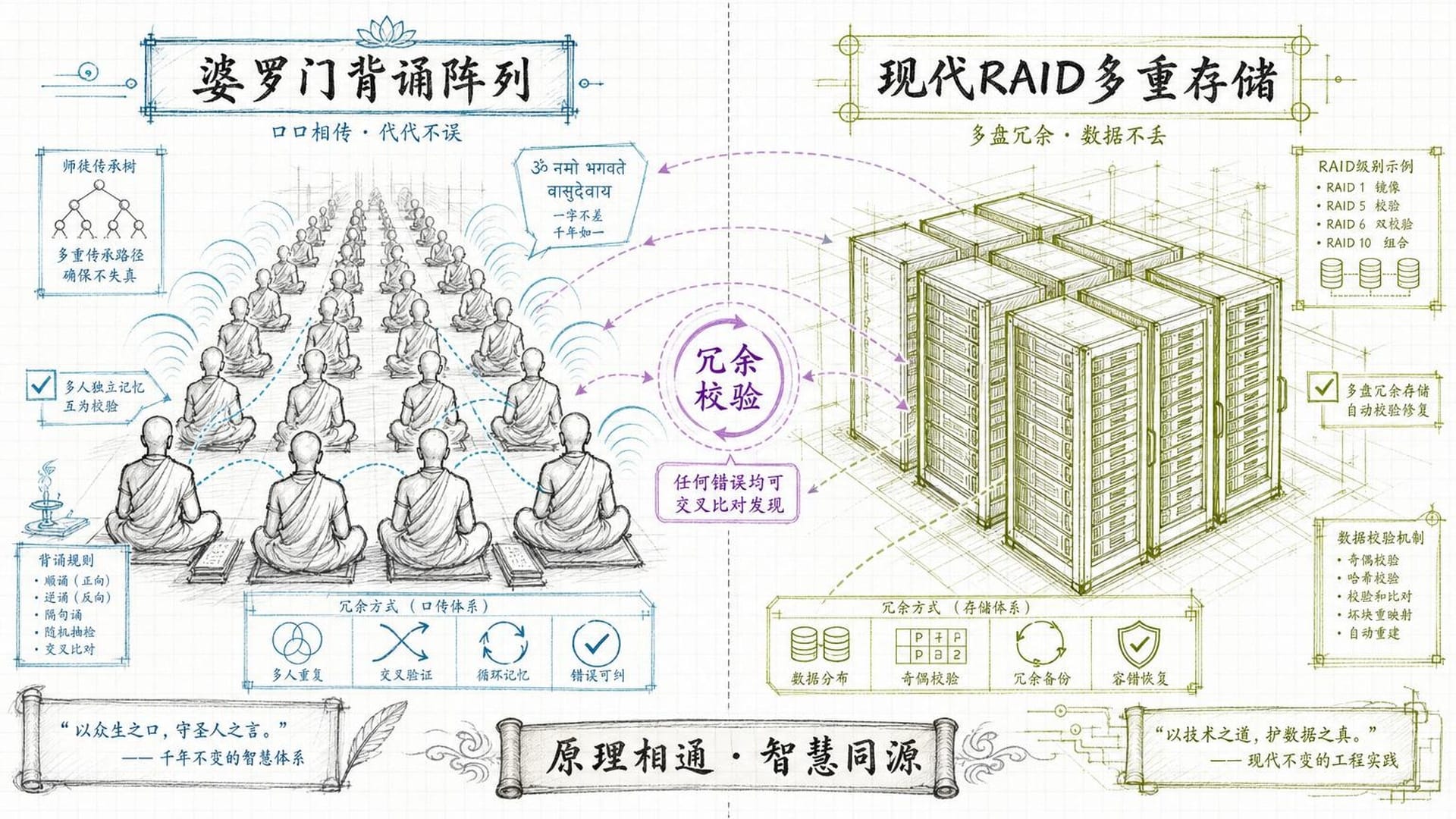 婆罗门编织背诵法的冗余校验