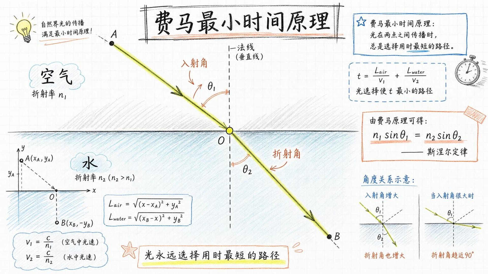 光的折射与费马最小时间原理