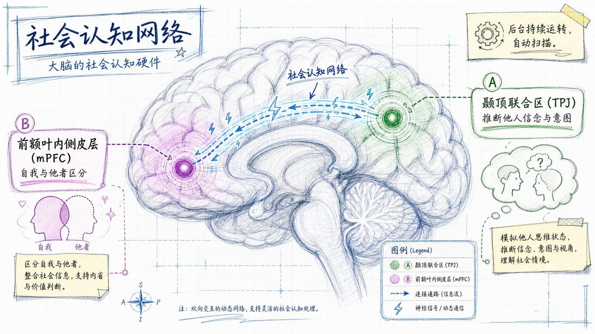 社会认知网络中的TPJ与mPFC