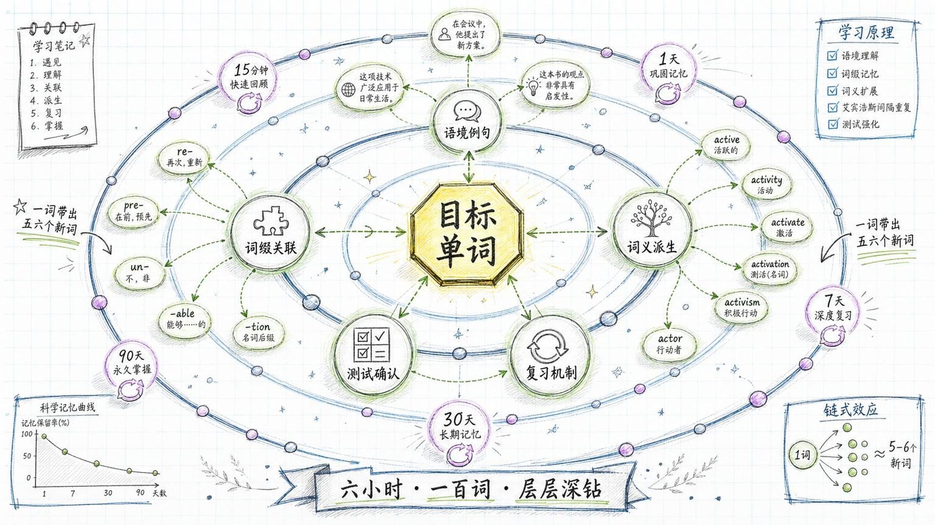 单词学习的行星系统：从核心词向外扩展的语境网络