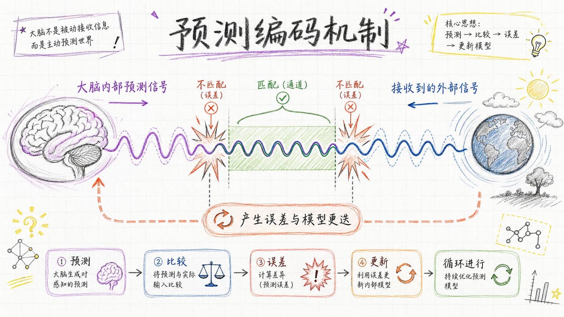 预测编码机制示意
