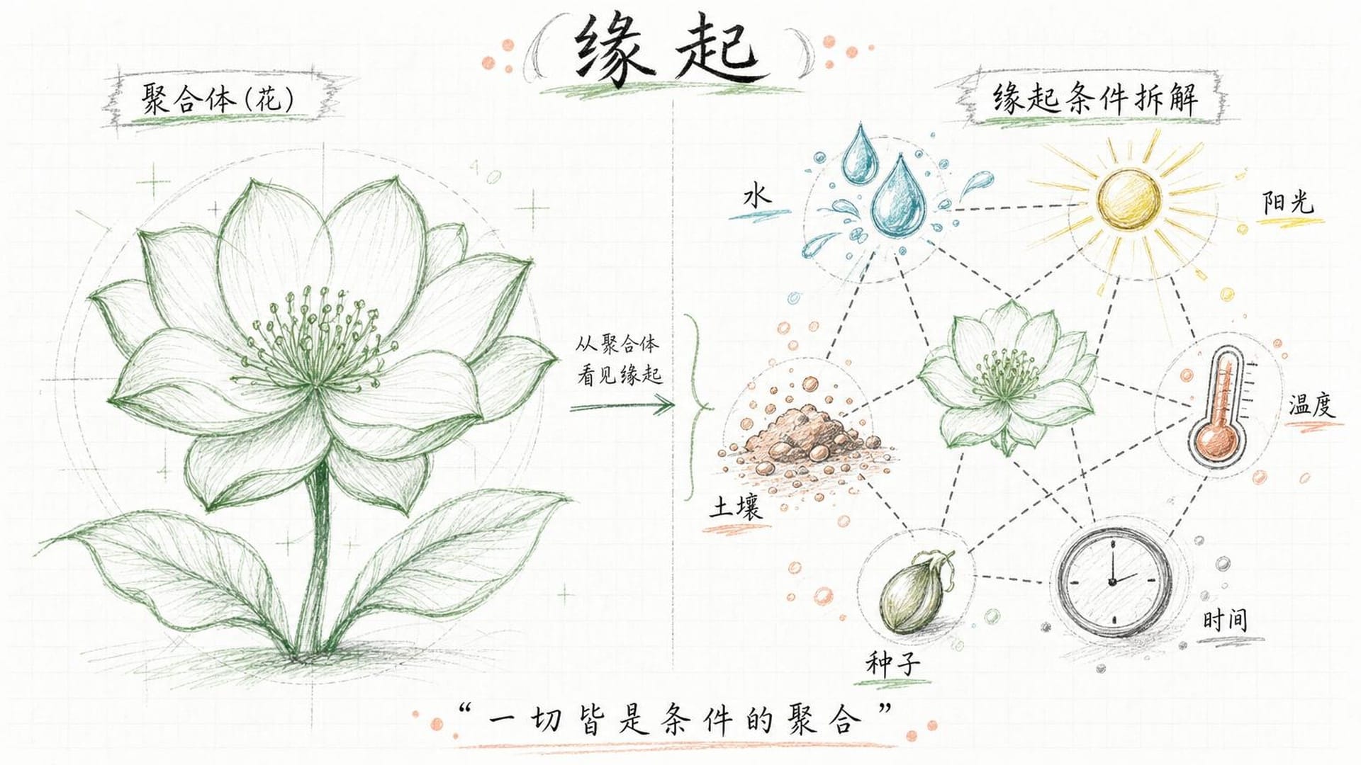 花朵与其构成条件的解构对比图