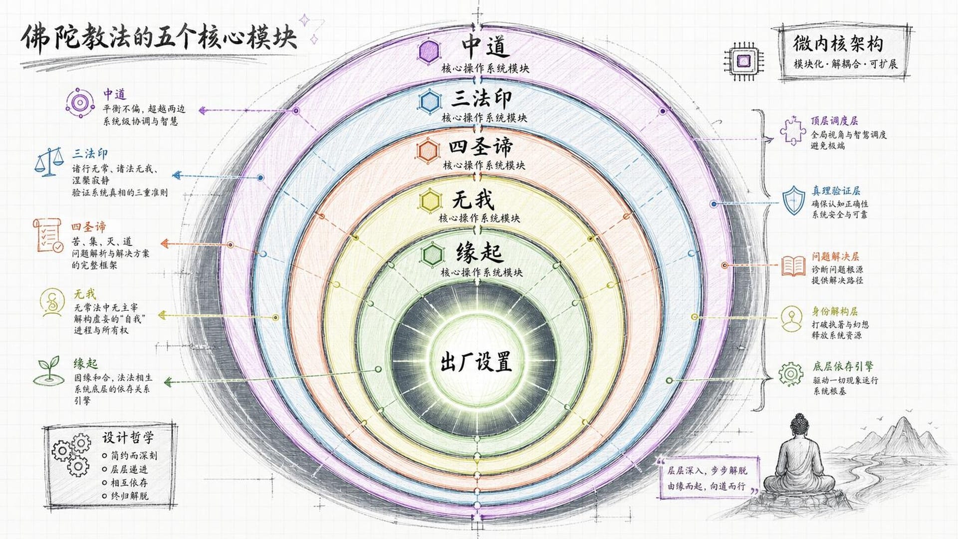 五个核心模块的操作系统架构图