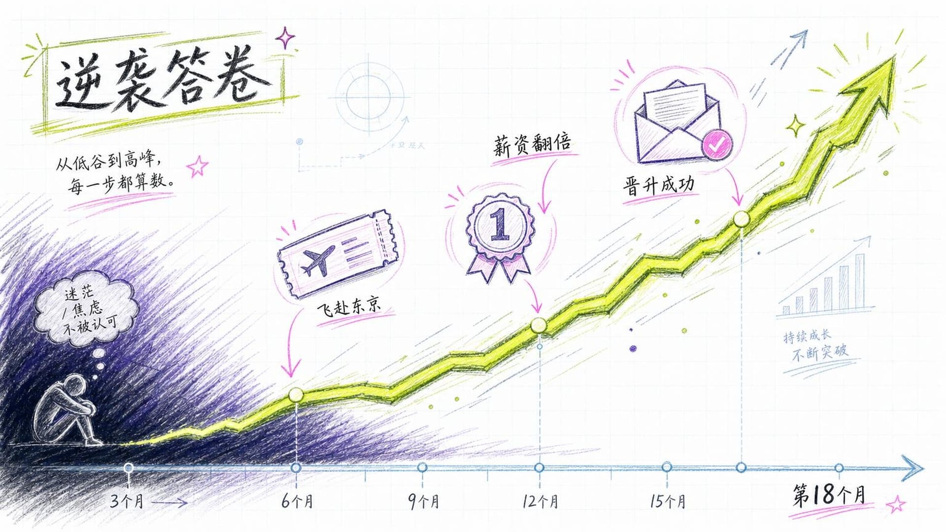 业绩攀升折线图