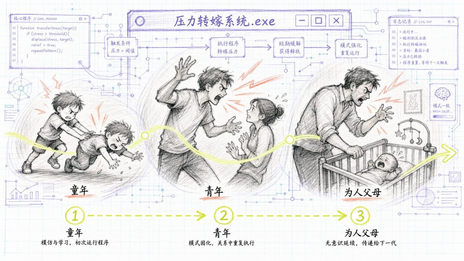 情绪暴力通过神经系统的模式复制，在代际之间传递