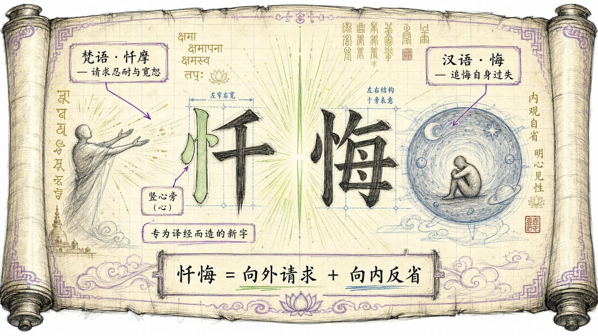 忏悔词源解析：梵语与汉语的合成