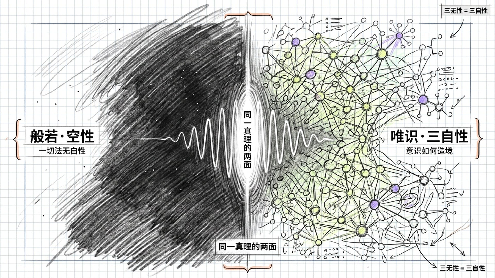 般若的空性与唯识的三自性,在最深处融合为同一件事的两面