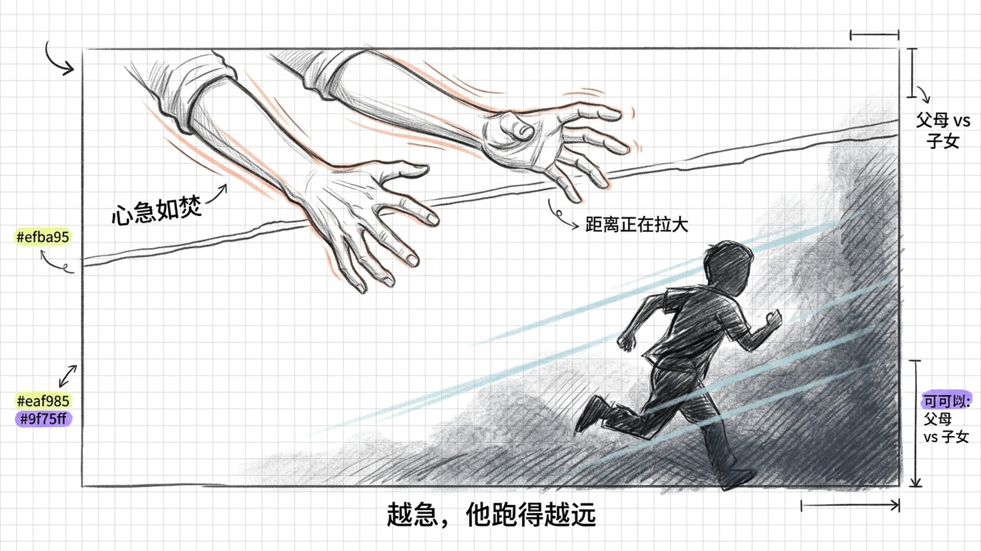 父母急切伸出的手,孩子越跑越远