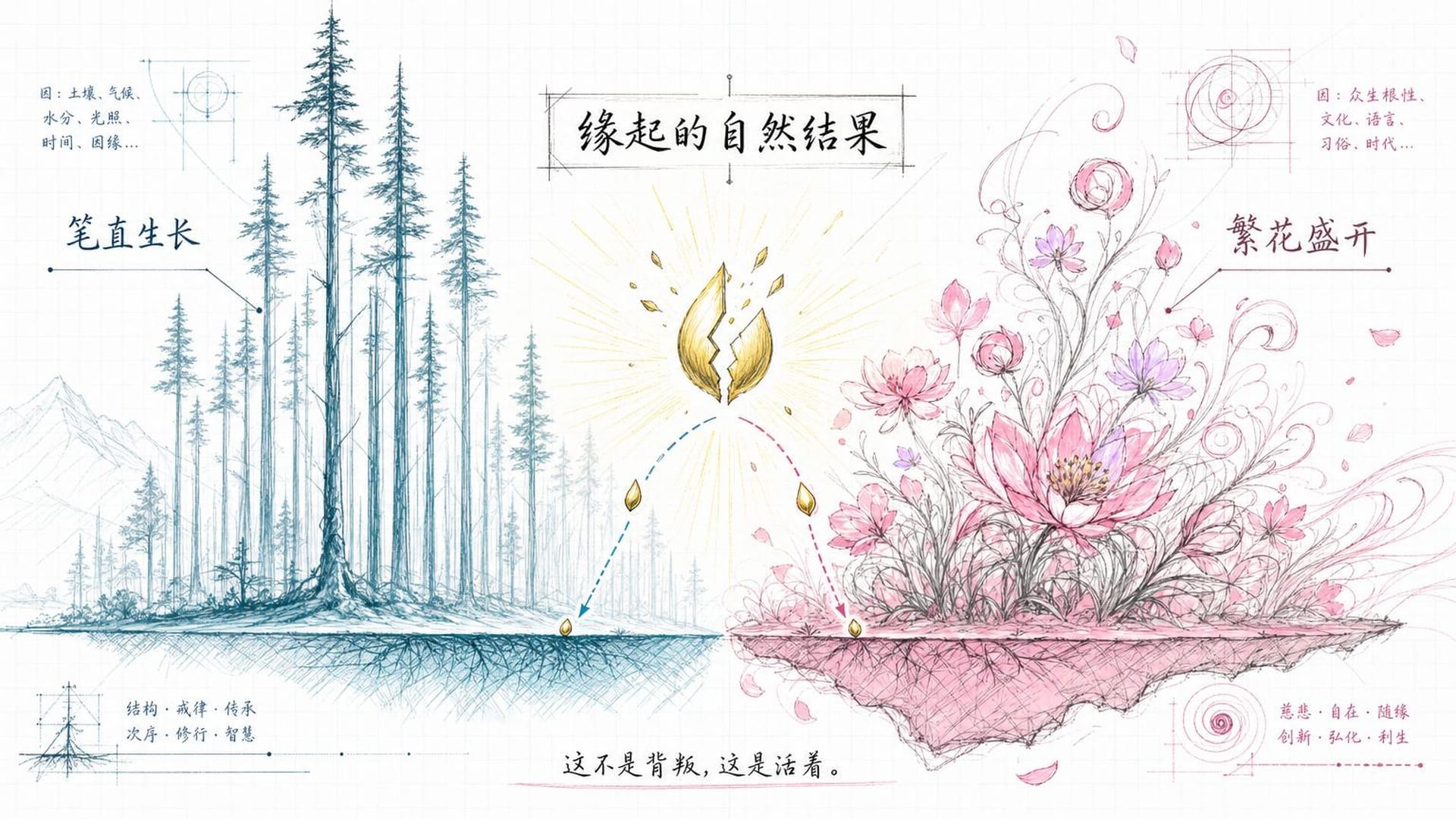 种子落入不同土壤，长出不同生命