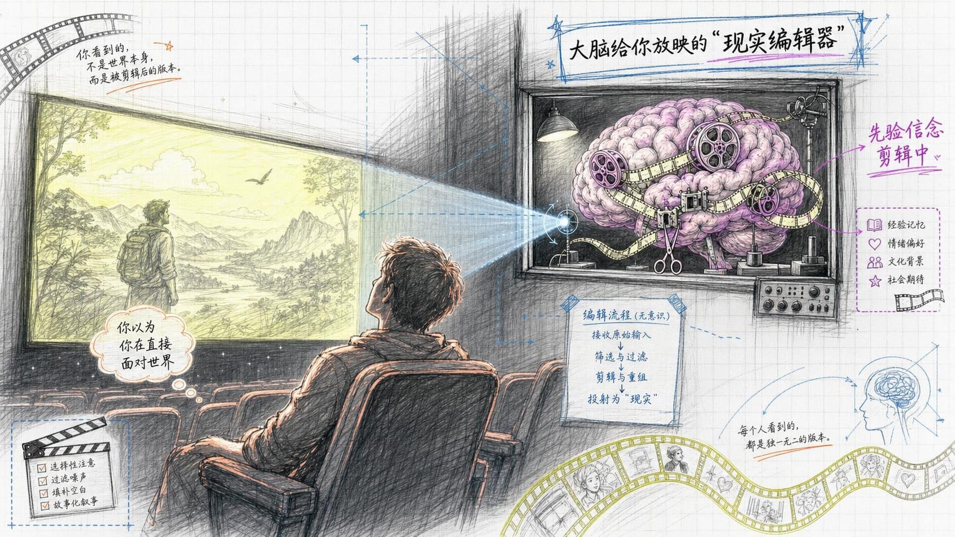 大脑如放映机：你以为在看真实世界，其实在看大脑的剪辑版本
