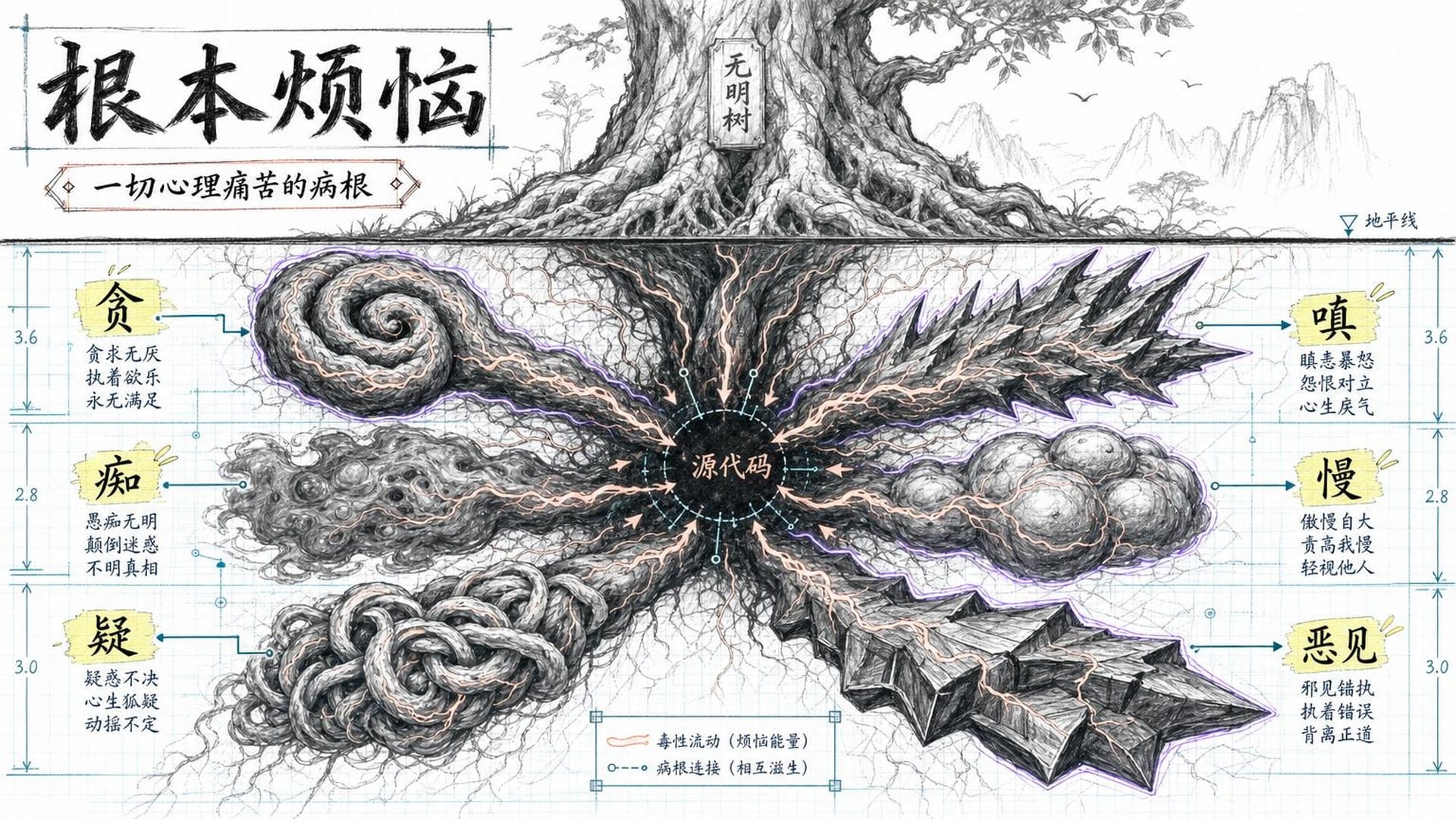 根本烦恼六个树根