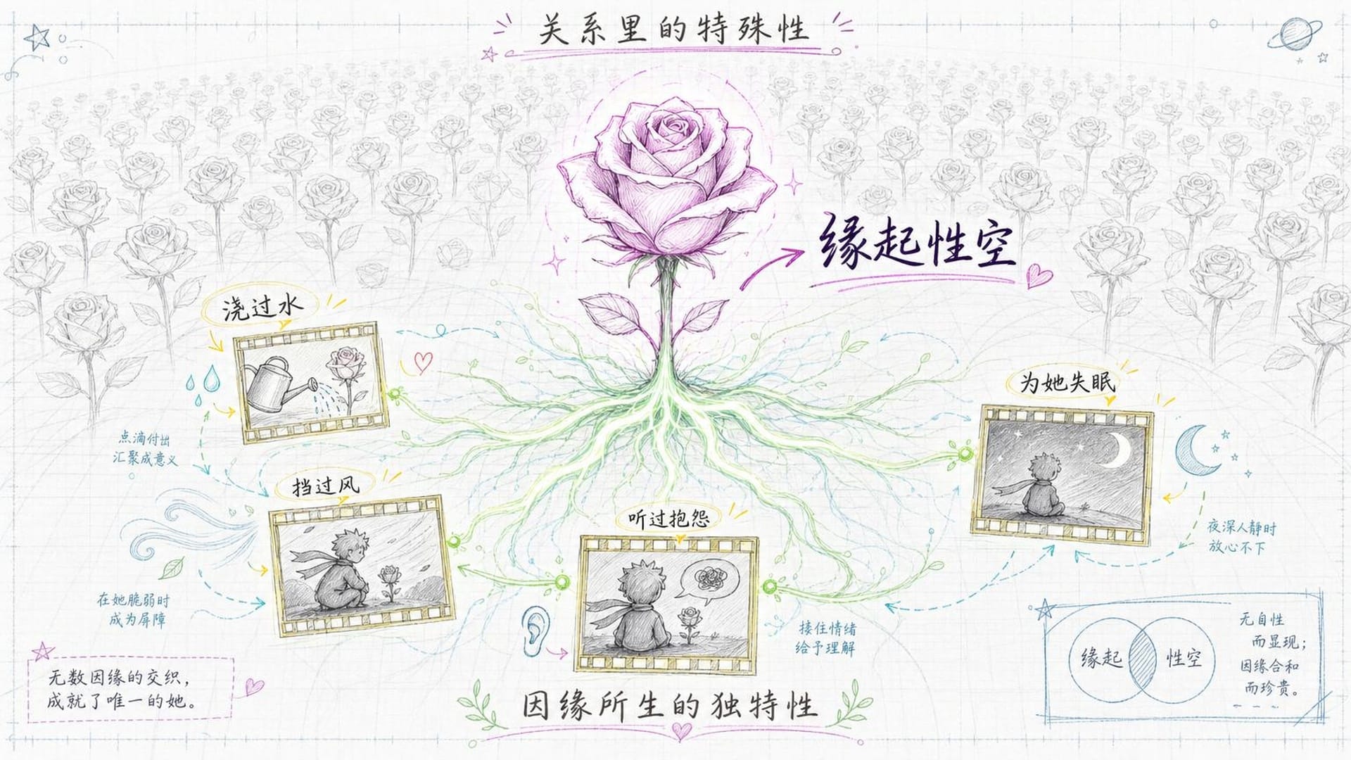 因缘赋予玫瑰独特的光芒与根系