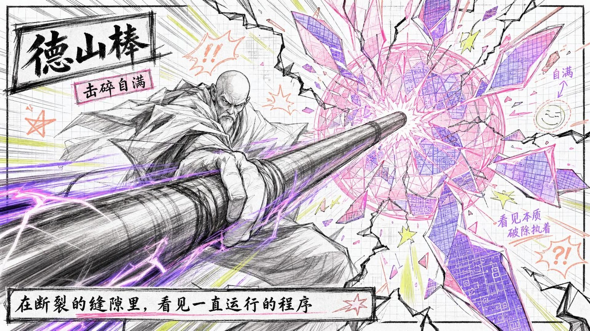 禅师一棒击碎自满的画面
