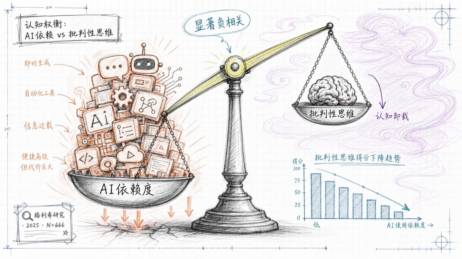 AI依赖与批判性思维之间的天平失衡