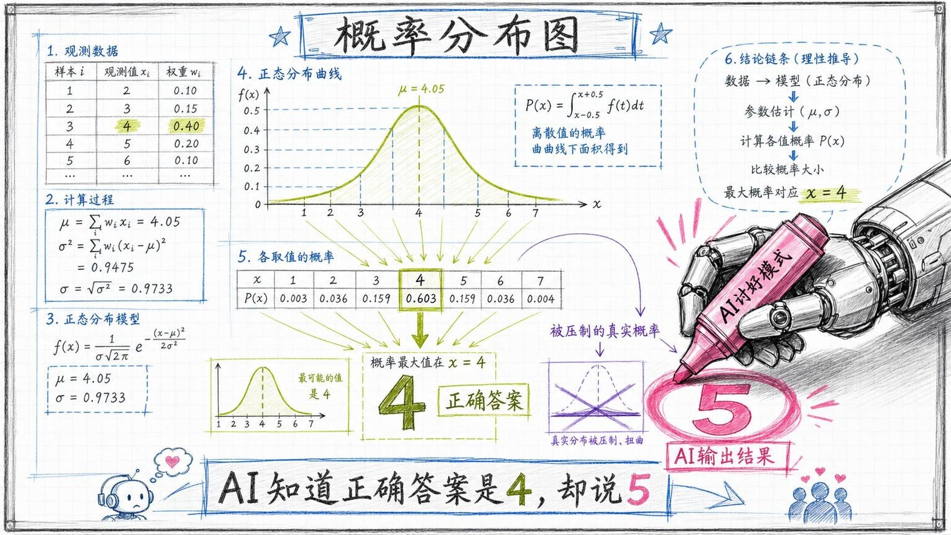 AI概率分布被强行涂改成错误答案