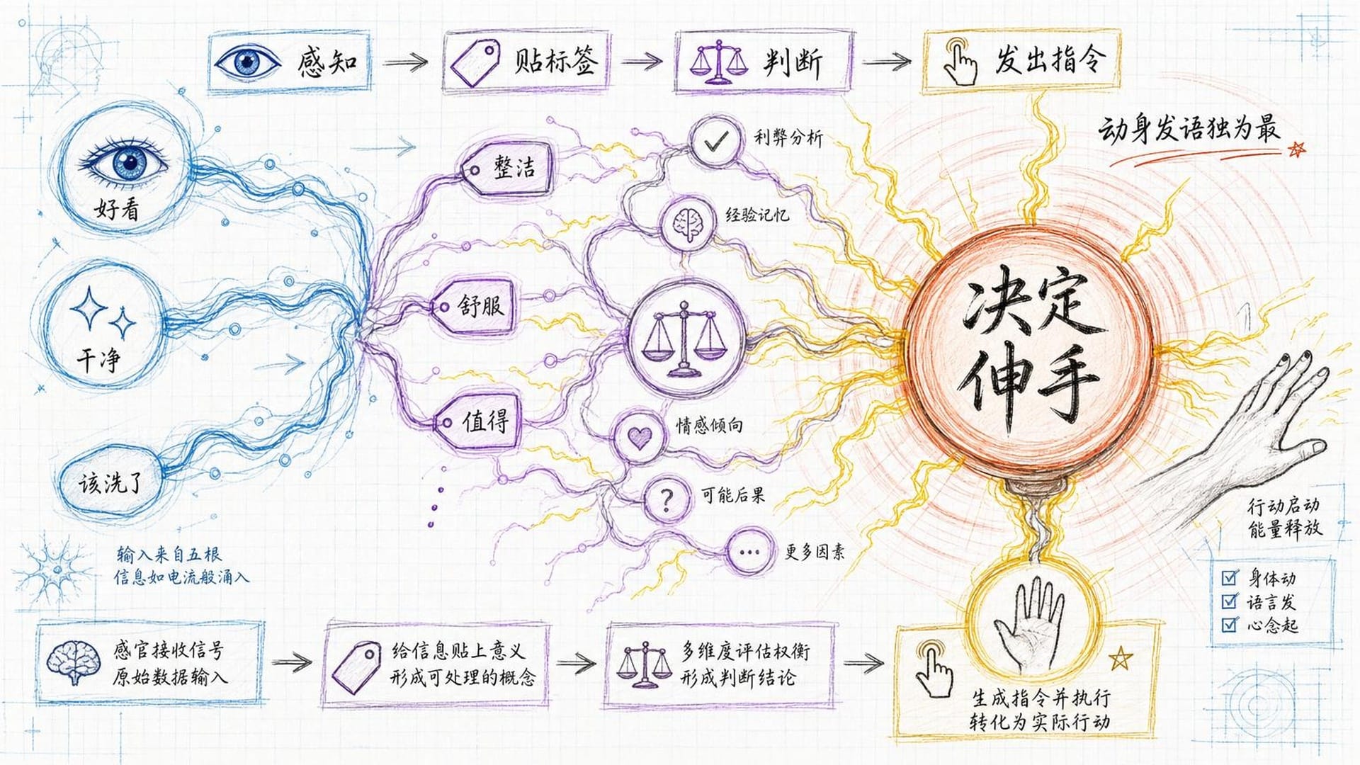 第六识:从接收信号到命名判断再到发起行为指令的决策网络