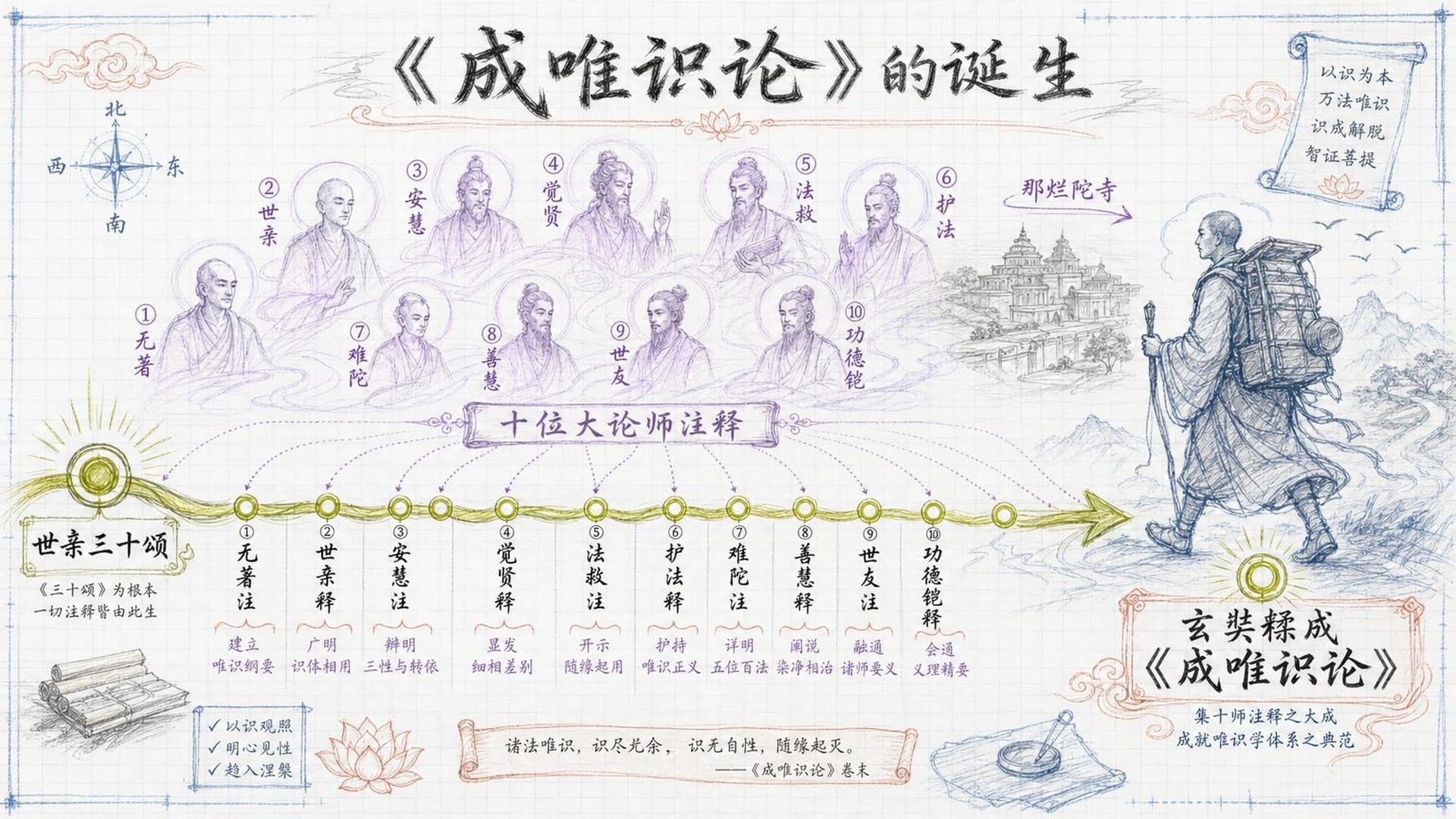 玄奘西行与成唯识论的传承时间线