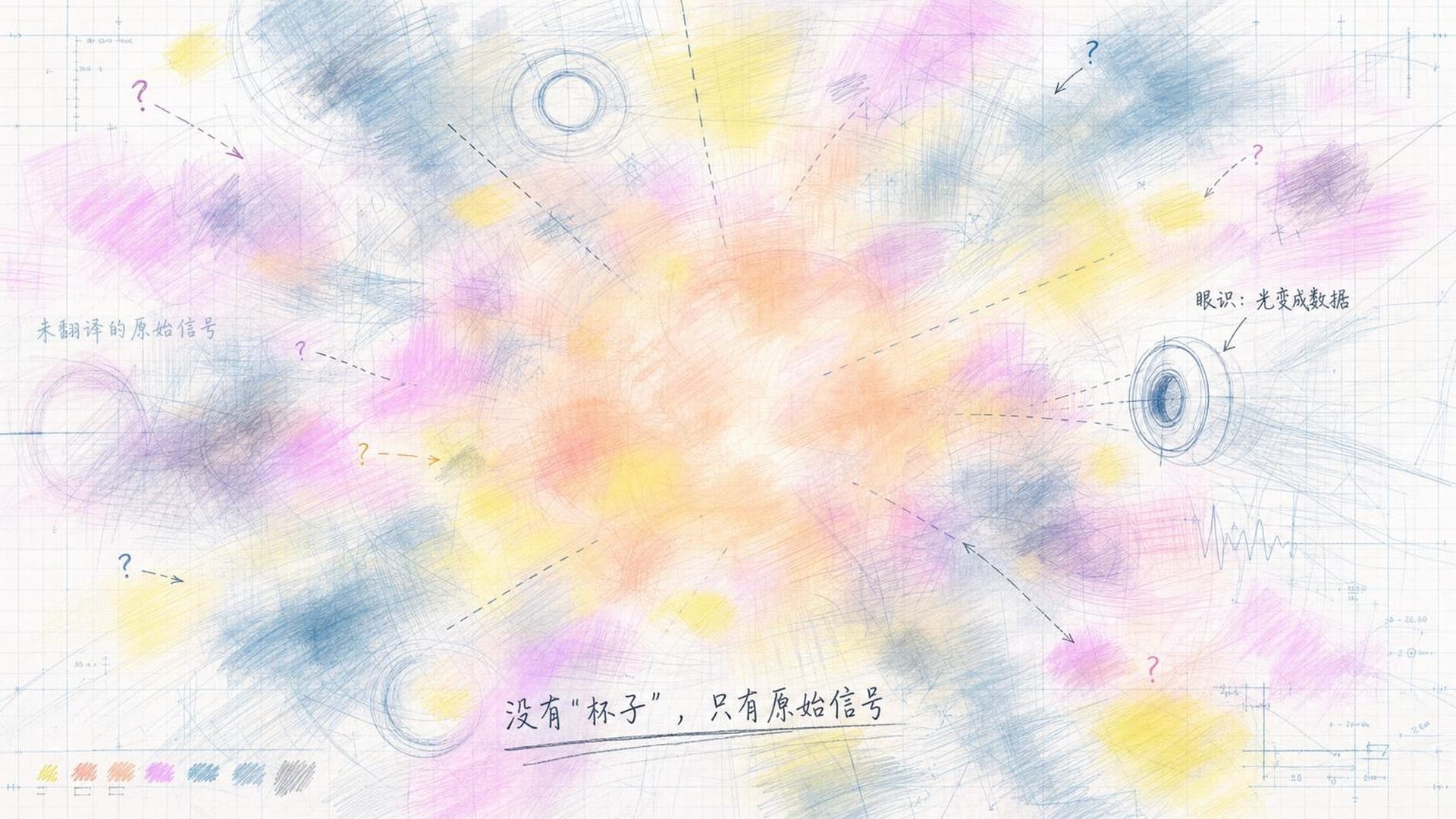 模糊失焦的原始视觉数据,没有任何具体物品形状