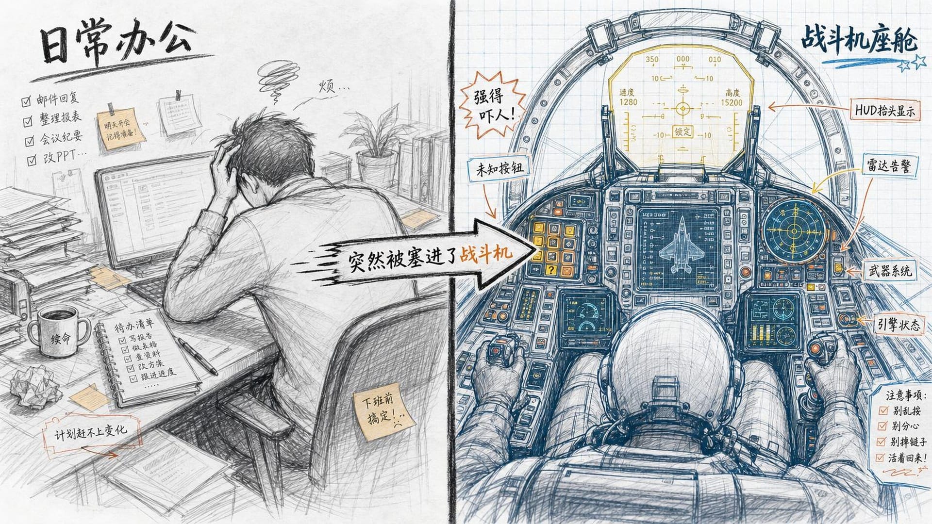 战斗机座舱与普通人的对比