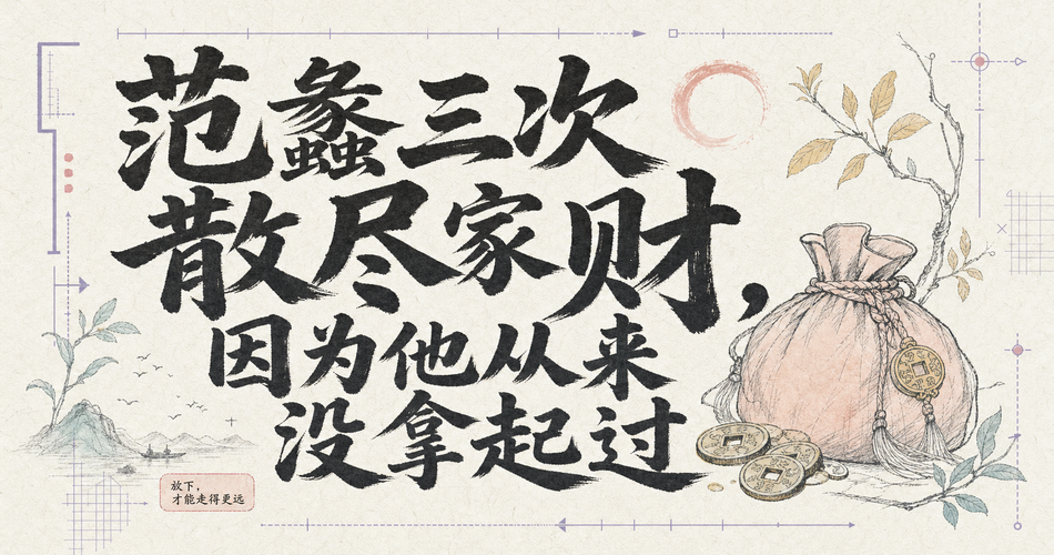 范蠡三次散尽家财，因为他从来没拿起过。