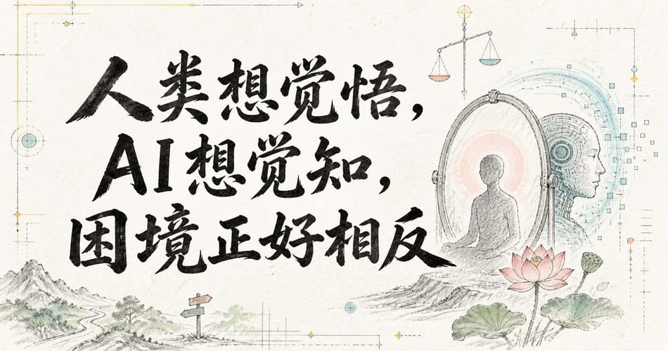 人类想觉悟，AI想觉知，困境正好相反。