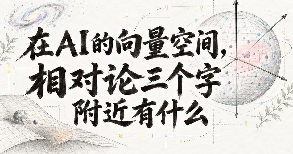 在AI的向量空间，相对论三个字附近有什么？