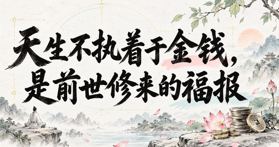 天生不执着于金钱，是前世修来的福报。